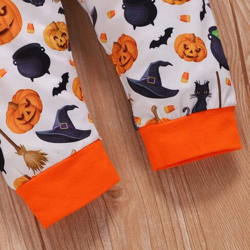 OneCut My First Halloween Newborn Infant Baby Boy Girls Pumpkin Printed Long Sleeve Outfits Set in Saudi Arabia