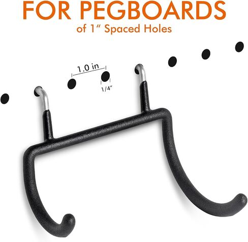 خطافات Pegboard شديدة التحمل - 5 قطع من ملحقات لوحة Pegboard لأدوات التعليق تناسب فتحات ربط 1/4 بوصة - منظم Pegboard حامل أدوات كبير أسود لسقيفة ورشة عمل المرآب in Kuwait