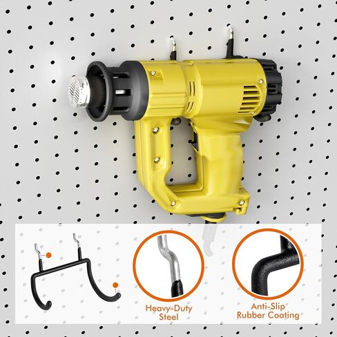 خطافات Pegboard شديدة التحمل - 5 قطع من ملحقات لوحة Pegboard لأدوات التعليق تناسب فتحات ربط 1/4 بوصة - منظم Pegboard حامل أدوات كبير أسود لسقيفة ورشة عمل المرآب in Kuwait