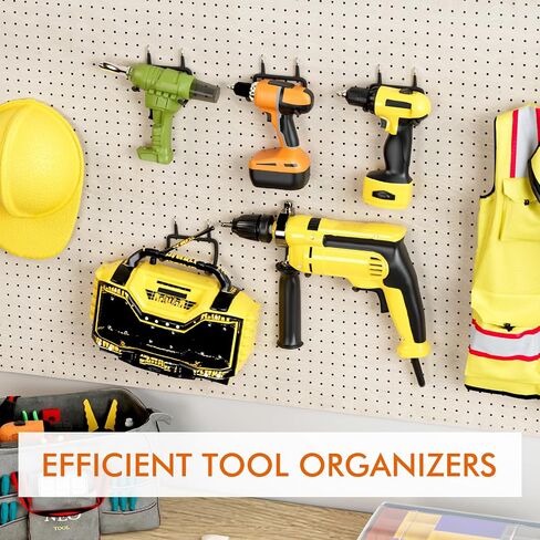 خطافات Pegboard شديدة التحمل - 5 قطع من ملحقات لوحة Pegboard لأدوات التعليق تناسب فتحات ربط 1/4 بوصة - منظم Pegboard حامل أدوات كبير أسود لسقيفة ورشة عمل المرآب in Kuwait