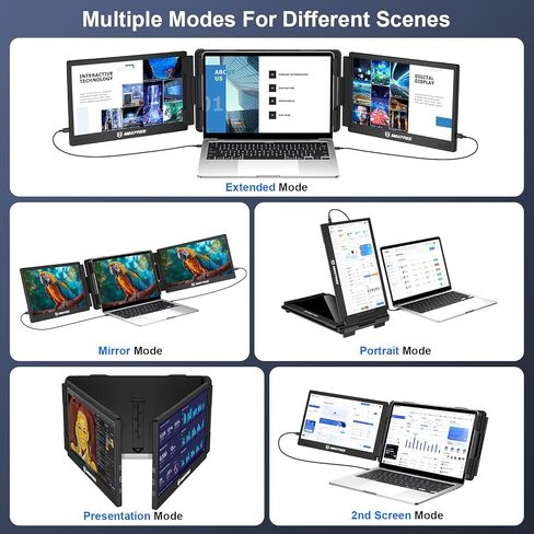 شاشة كمبيوتر محمول ثلاثية X2 11.6 بوصة 1080P FHD IPS 60 هرتز لوحة شاشة قابلة للفصل مع منافذ USB-A/USB-C/HDMI موسع الشاشة يناسب 13 بوصة - 17.3 بوصة ويندوز، كمبيوتر محمول Mac OS، Switch/Xbox/PS5، Android in Kuwait