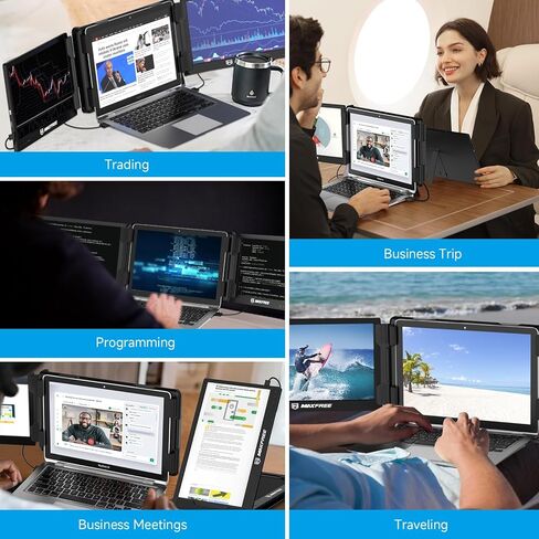 شاشة كمبيوتر محمول ثلاثية X2 11.6 بوصة 1080P FHD IPS 60 هرتز لوحة شاشة قابلة للفصل مع منافذ USB-A/USB-C/HDMI موسع الشاشة يناسب 13 بوصة - 17.3 بوصة ويندوز، كمبيوتر محمول Mac OS، Switch/Xbox/PS5، Android in Kuwait