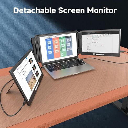 شاشة كمبيوتر محمول ثلاثية X2 11.6 بوصة 1080P FHD IPS 60 هرتز لوحة شاشة قابلة للفصل مع منافذ USB-A/USB-C/HDMI موسع الشاشة يناسب 13 بوصة - 17.3 بوصة ويندوز، كمبيوتر محمول Mac OS، Switch/Xbox/PS5، Android in Kuwait