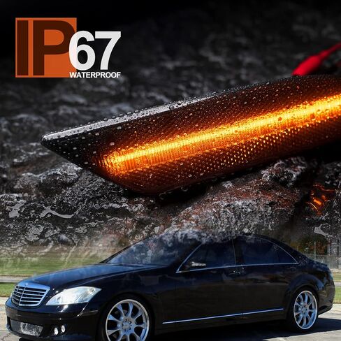 NSLUMO LED Side Marker Lights Replacement for 2007 2008 2009 Mercedes W221 Pre-LCI S550 S600 Amber Led Bumper Side Turn Signal Parking Light Assembly Replace OEM Side Lamps Smoked Lens in Saudi Arabia