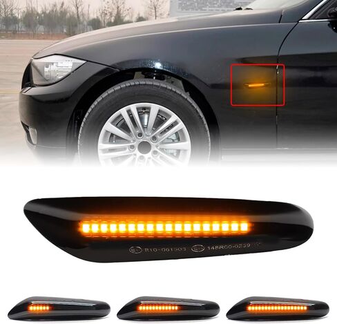 Smoked Lens Sequential Amber LED Side Marker Turn Signal Light for BMW E60 E90 E92 E93 E82 E46 E83 E91 128i 135i 328i 335i E61 E88 E91 Front Fender Dynamic Indicator in Kuwait
