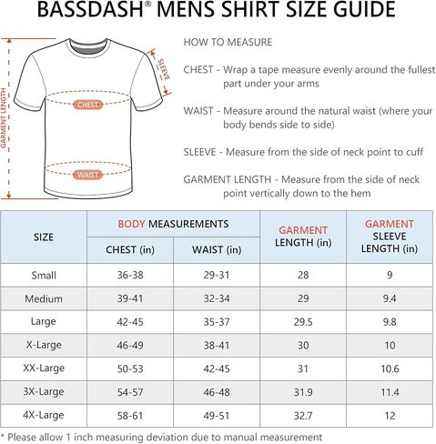 BASSDASH Men’s Ultra Soft Cotton Blend UPF 50+ Sun Protection T-Shirt Short Sleeve Lightweight Cooling Casual Basic Tee in Saudi Arabia