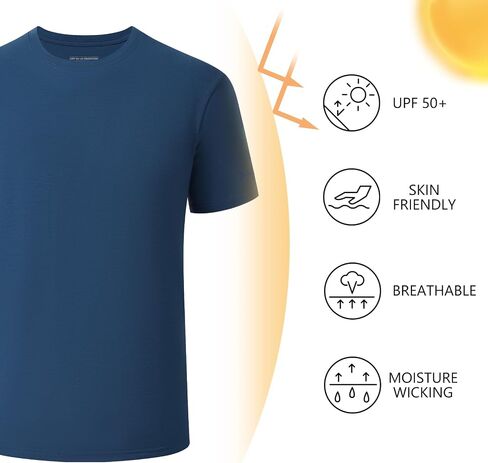 BASSDASH Men’s Ultra Soft Cotton Blend UPF 50+ Sun Protection T-Shirt Short Sleeve Lightweight Cooling Casual Basic Tee in Saudi Arabia