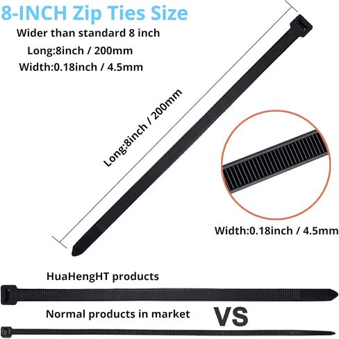 600 Pcs Black Zip Ties Heavy Duty 6 8 12 Inch Width 0.18 inch 54lbs Tensile Strength - Self-Locking Industrial Multi-Purpose UV Resistant Premium Nylon Cable Wire Ties in Saudi Arabia