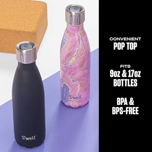قبعة رياضية للرجال من S'well تناسب الزجاجات سعة 9 و17 أونصة، من الفولاذ المقاوم للصدأ، 9 أونصة/17 أونصة in Kuwait