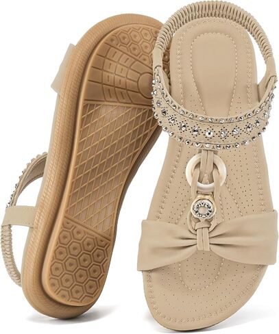 صنادل حريمي HARENCE مسطحة أنيقة: أحذية مسطحة مريحة بشريط مطاطي كاجوال للصيف سهلة الارتداء للشاطئ in Kuwait