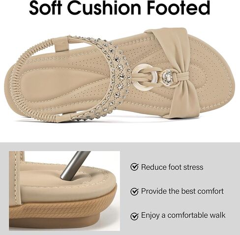 صنادل حريمي HARENCE مسطحة أنيقة: أحذية مسطحة مريحة بشريط مطاطي كاجوال للصيف سهلة الارتداء للشاطئ in Kuwait