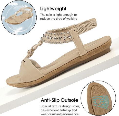 صنادل حريمي HARENCE مسطحة أنيقة: أحذية مسطحة مريحة بشريط مطاطي كاجوال للصيف سهلة الارتداء للشاطئ in Kuwait