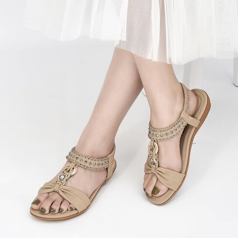 صنادل حريمي HARENCE مسطحة أنيقة: أحذية مسطحة مريحة بشريط مطاطي كاجوال للصيف سهلة الارتداء للشاطئ in Kuwait