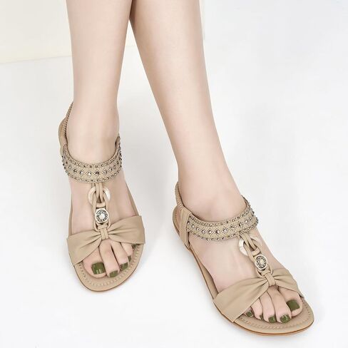 صنادل حريمي HARENCE مسطحة أنيقة: أحذية مسطحة مريحة بشريط مطاطي كاجوال للصيف سهلة الارتداء للشاطئ in Kuwait