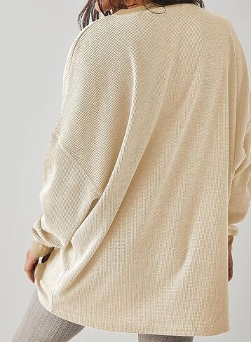 AlvaQ Womens Oversized Sweatshirts 2024 Casual Crewneck Long Sleeve Waffle Knit Tops Pullover Jumper Outfits in Saudi Arabia