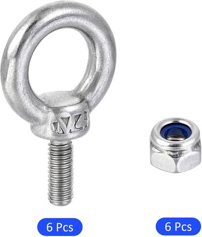 6 مجموعات من مسامير رفع الكتف للآلات - سياج الثريا من الفولاذ المقاوم للصدأ مع صواميل قفل تنطبق على حبل السلك (M4، فضي) in Kuwait