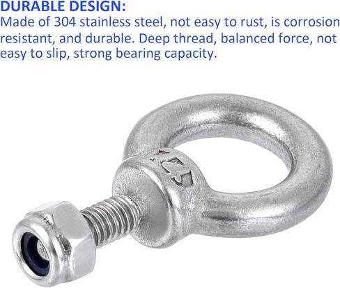 6 مجموعات من مسامير رفع الكتف للآلات - سياج الثريا من الفولاذ المقاوم للصدأ مع صواميل قفل تنطبق على حبل السلك (M4، فضي) in Kuwait