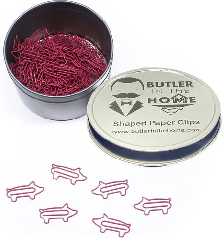 Pig Shaped Paper Clips Great for Paper Clip Collectors or Office Gift - Comes in Round Tin with Lid and Gift Box (Pink) in Saudi Arabia