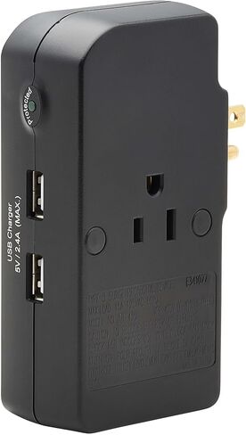 Tripp Lite 3 Outlet Portable Surge Protector Power Strip, 18in Cord, 2 USB, & $25,000 INSURANCE (TRAVELER3USB) Black in Kuwait