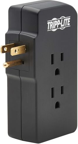 Tripp Lite 3 Outlet Portable Surge Protector Power Strip, 18in Cord, 2 USB, & $25,000 INSURANCE (TRAVELER3USB) Black in Kuwait