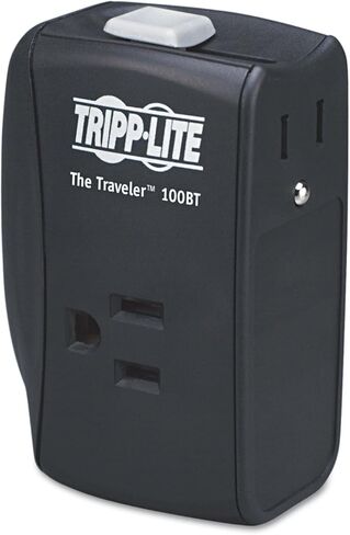 Tripp Lite 3 Outlet Portable Surge Protector Power Strip, 18in Cord, 2 USB, & $25,000 INSURANCE (TRAVELER3USB) Black in Kuwait