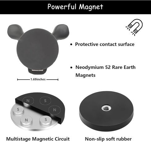 Strong Magnetic Hooks-Matte Black Rubber Coated Magnetic Double Hangers-Heavy Duty Magnetic Holder for Hanging Coat, Bag, Key, Backpack, Umbrella (Dia.1.69''Magnet*3P) in Saudi Arabia
