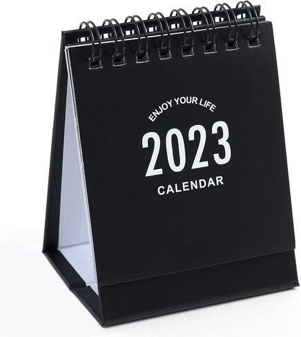 تقويم مكتب صغير 2022-2023، استخدم تقويم المكتب حتى ديسمبر 2023، تقويم مكتب صغير جدول يومي صغير ورق سميك مزدوج الأسلاك مع ملصقات للمنزل والمكتب والمدرسة (أسود) in Kuwait