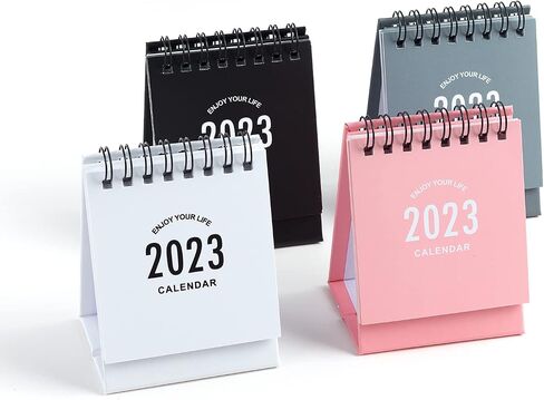 تقويم مكتب صغير 2022-2023، استخدم تقويم المكتب حتى ديسمبر 2023، تقويم مكتب صغير جدول يومي صغير ورق سميك مزدوج الأسلاك مع ملصقات للمنزل والمكتب والمدرسة (أسود) in Kuwait