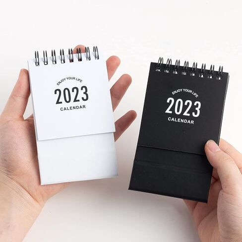 تقويم مكتب صغير 2022-2023، استخدم تقويم المكتب حتى ديسمبر 2023، تقويم مكتب صغير جدول يومي صغير ورق سميك مزدوج الأسلاك مع ملصقات للمنزل والمكتب والمدرسة (أسود) in Kuwait