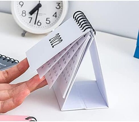 تقويم مكتب صغير 2022-2023، استخدم تقويم المكتب حتى ديسمبر 2023، تقويم مكتب صغير جدول يومي صغير ورق سميك مزدوج الأسلاك مع ملصقات للمنزل والمكتب والمدرسة (أسود) in Kuwait