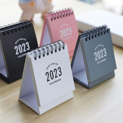 تقويم مكتب صغير 2022-2023، استخدم تقويم المكتب حتى ديسمبر 2023، تقويم مكتب صغير جدول يومي صغير ورق سميك مزدوج الأسلاك مع ملصقات للمنزل والمكتب والمدرسة (أسود) in Kuwait
