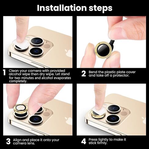 Tensea لهاتف iPhone 13 Pro - iPhone 13 Pro Max واقي عدسة الكاميرا، غطاء كاميرا من الزجاج المقوى 9H واقي شاشة معدني حلقة فردية لهاتف iPhone 13Pro 6.1 بوصة iPhone 13 ProMax 6.7 بوصة 2021 in Kuwait