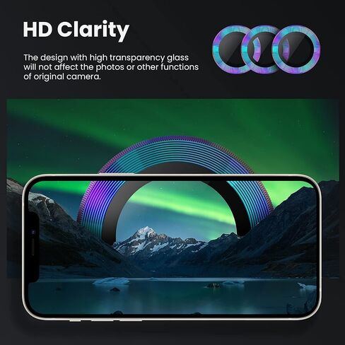Tensea لهاتف iPhone 13 Pro - iPhone 13 Pro Max واقي عدسة الكاميرا، غطاء كاميرا من الزجاج المقوى 9H واقي شاشة معدني حلقة فردية لهاتف iPhone 13Pro 6.1 بوصة iPhone 13 ProMax 6.7 بوصة 2021 in Kuwait