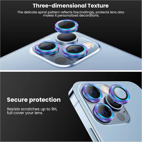 Tensea لهاتف iPhone 13 Pro - iPhone 13 Pro Max واقي عدسة الكاميرا، غطاء كاميرا من الزجاج المقوى 9H واقي شاشة معدني حلقة فردية لهاتف iPhone 13Pro 6.1 بوصة iPhone 13 ProMax 6.7 بوصة 2021 in Kuwait
