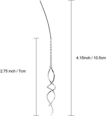 أقراط عصرية من الفضة الإسترلينية عيار 925، أقراط متدلية طويلة متدلية خطية ملتوية، لا تسبب الحساسية، أقراط ملتوية حلزونية للنساء in Kuwait