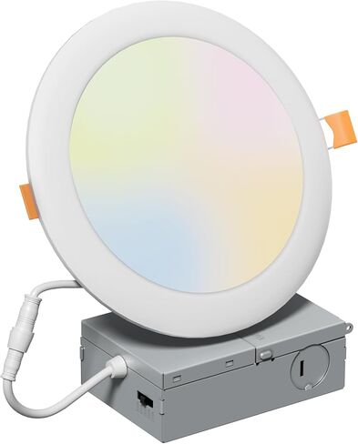1 حزمة 6 بوصة 5CCT LED إضاءة غائرة - صندوق توصيل، درجة حرارة لون قابلة للتعديل، سطوع - 1050LM، 12W، ETL&FCC in Saudi Arabia
