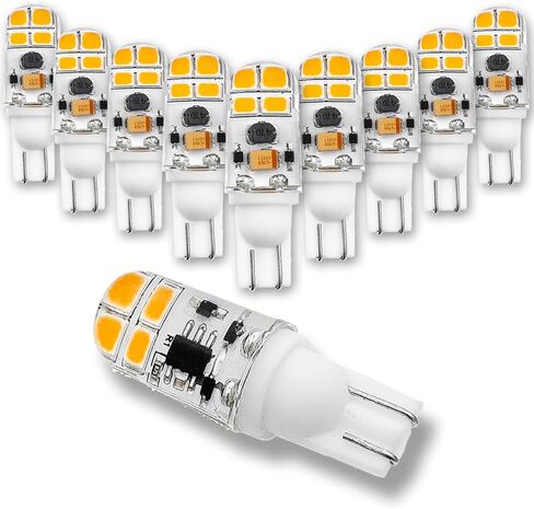 لمبة LED بقاعدة إسفين KAKEMONO T5 T10 2W AC10-18V/ DC10-30V 2700K أبيض دافئ لـ 12V ذات الجهد المنخفض لمسار المناظر الطبيعية على سطح السفينة RV Camper Lights، 10 عبوات in Saudi Arabia