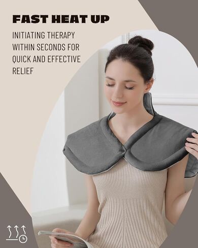 وسادة تسخين مرجحة من Boncare® مقاس XL لتخفيف آلام الرقبة/الكتفين/الظهر مع 4 إعدادات لدرجة الحرارة، إيقاف تلقائي لمدة 90 دقيقة، وسادة حرارية مخملية فائقة النعومة (رمادي، 19 بوصة × 27.5 بوصة) in Kuwait