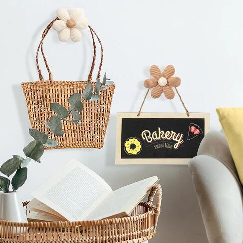 2 Pack Adhesive Wall Hooks Flower Wooden Hooks for Hanging Towel Coat Sticky Hooks for Bathroom Shower Kitchen (Beige) in Saudi Arabia