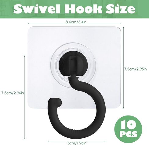10 Pieces Adhesive Ceiling Hooks, Sticky Hooks Clear Hooks for Walls No Damage, Ceiling Hooks for Hanging, Outdoor Clear Adhesive Hooks (Black) in Kuwait