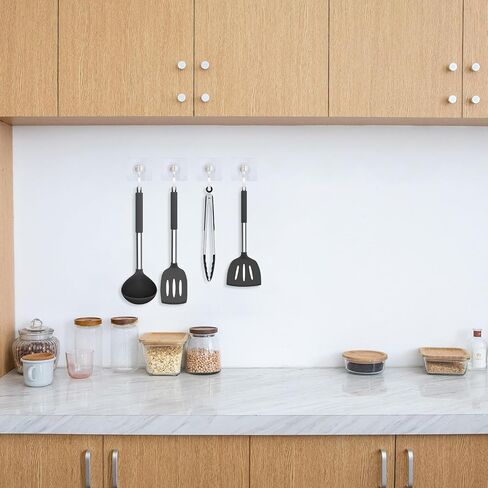 10 Pieces Adhesive Ceiling Hooks, Sticky Hooks Clear Hooks for Walls No Damage, Ceiling Hooks for Hanging, Outdoor Clear Adhesive Hooks (Black) in Kuwait