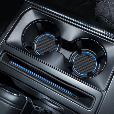 SENSHINE لملحقات Ford F150 2021 2022 2023 2024 حامل أكواب مضاد للانزلاق ومضاد للغبار وإدراج بطانة وحدة التحكم المركزية وحصائر حزمة الباب الداخلية المخصصة الفاخرة مجموعة 38 قطعة (دلو SuperCrew) (زخرفة زرقاء) in Saudi Arabia