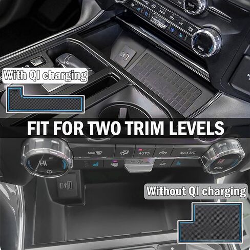 SENSHINE لملحقات Ford F150 2021 2022 2023 2024 حامل أكواب مضاد للانزلاق ومضاد للغبار وإدراج بطانة وحدة التحكم المركزية وحصائر حزمة الباب الداخلية المخصصة الفاخرة مجموعة 38 قطعة (دلو SuperCrew) (زخرفة زرقاء) in Saudi Arabia