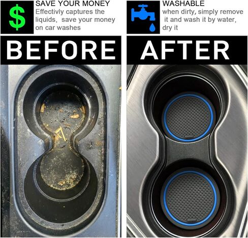 SENSHINE لملحقات Ford F150 2021 2022 2023 2024 حامل أكواب مضاد للانزلاق ومضاد للغبار وإدراج بطانة وحدة التحكم المركزية وحصائر حزمة الباب الداخلية المخصصة الفاخرة مجموعة 38 قطعة (دلو SuperCrew) (زخرفة زرقاء) in Saudi Arabia