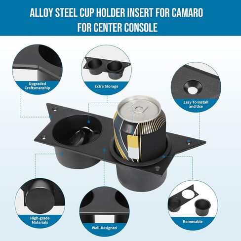 for 3rd Third Gen Chevy Camaro 1982-1992 Water Cup Holder, Ash Tray Cup Holder Aluminum Center Console (Black) in Saudi Arabia