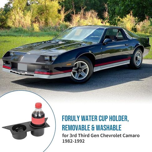 for 3rd Third Gen Chevy Camaro 1982-1992 Water Cup Holder, Ash Tray Cup Holder Aluminum Center Console (Black) in Saudi Arabia