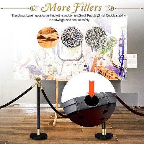 4 قطع من أعمدة الدعامات الذهبية السوداء مع 3 قطع حبل مخملي أحمر بطول 5 أقدام، مجموعة دعامات حبل مخملية حمراء حواجز التحكم في الحشود، دعامات وحبال مخملية، أعمدة السجادة الحمراء لمستلزمات الحفلات in Kuwait