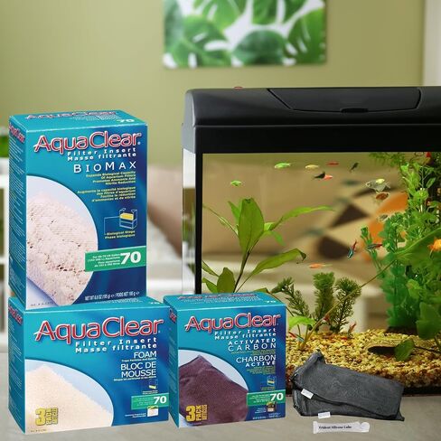 Fluval AquaClear 70 HOB Maintenance & Replacement Filter Media Kit, Including Trident Nova Mesh Bags (Fluval AquaClear Activated Carbon 3-Pack, Filter Foam Sponge 3-Pack, BioMax Media) in Saudi Arabia