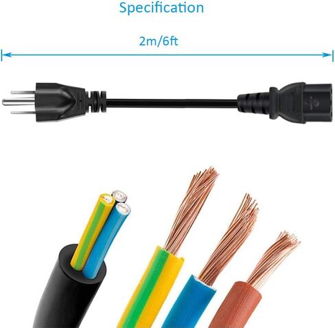 Universal AC Power Cord 3 Prong 6FT Compatible with Personal Computer, PC Monitor, Plasma TV, Printer Power Supply Cable, Replacement Instant Pot Pressure Cooker Household Appliance Cord in Saudi Arabia