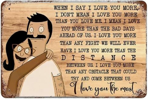 Bobs Burgers Bob and Linda I Love ريفي جدار ديكور معدني انحياز خمر القصدير علامة خمر الإعلان معدن القصدير علامة ديكور المنزل المرآب المطبخ بار غرفة الطعام 5.5 × 8 بوصة in Kuwait